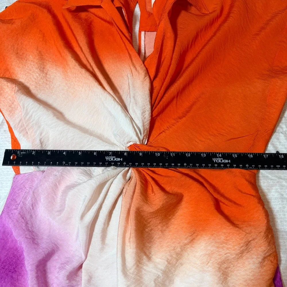 Anthropologie Orange Cream Purple Ombre Midi Dress - Picture 5 of 12